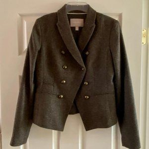 Banana Republic Brown Tweed Double Breasted Blazer Gold Buttons Size 6